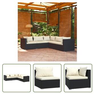 vidaXL Loungeset - PE-rattan - Zwart - modulair - incl - kussens - L70xB70xH60.5cm