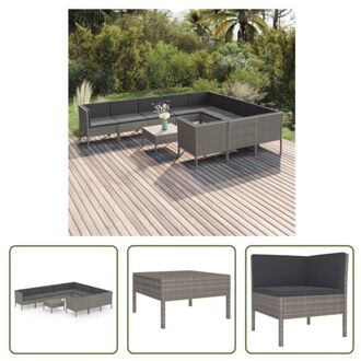 vidaXL Loungeset Pica - Tuinmeubelen - Grijs - PE-rattan - Modulair - 57x69x69 cm - Met kussens - Montage