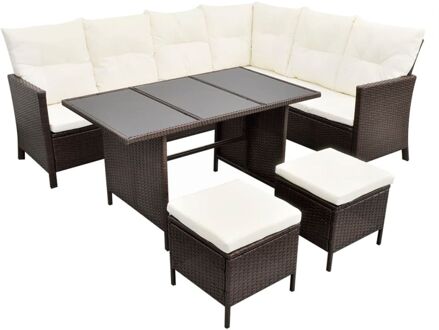 vidaXL Loungeset poly rattan bruin 14-delig