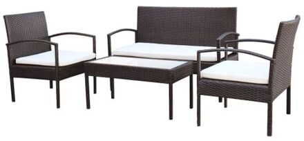 vidaXL Loungeset poly rattan bruin 7-delig