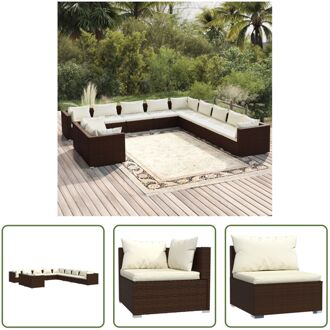 vidaXL Loungeset - Poly Rattan - Bruin - 70x70x60.5cm - Modulair