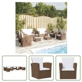 vidaXL Loungeset Poly Rattan - Bruin - Tuinmeubelen - 85 x 49.5 x 35 cm - Comfortabel en Stevig