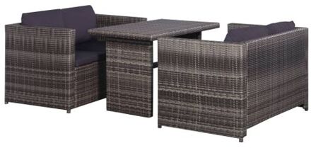 vidaXL Loungeset poly rattan grijs 11-delig