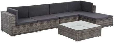 vidaXL Loungeset poly rattan grijs 17-delig