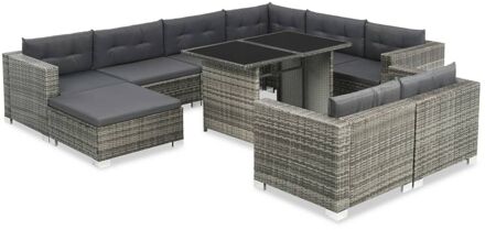 vidaXL Loungeset poly rattan grijs 28-delig