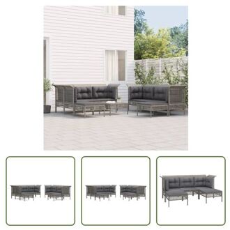 vidaXL Loungeset Poly Rattan Grijs - 3x Middenbank - 4x Hoekbank - 2x Voetenbank - Modulair Ontwerp