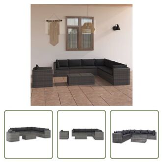 vidaXL Loungeset Poly Rattan - Grijs - Incl - kussens