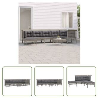 vidaXL Loungeset Poly Rattan - Grijs - Modulair Ontwerp