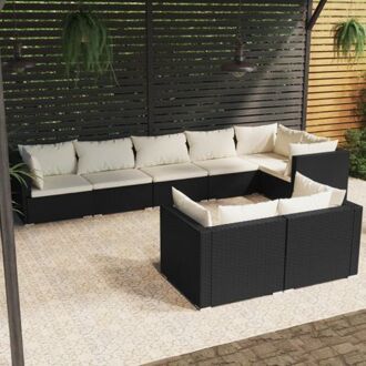 vidaXL loungeset - poly rattan - modulair design - zwart - 70x70x60.5cm - inclusief kussens