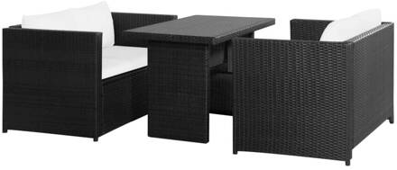 vidaXL Loungeset poly rattan zwart 11-delig