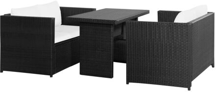 vidaXL Loungeset poly rattan zwart 11-delig