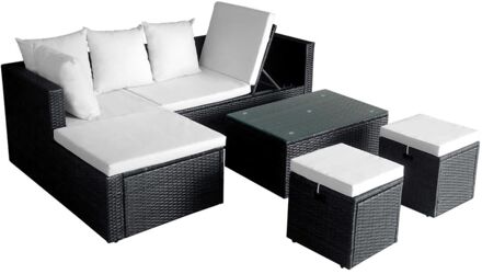 vidaXL Loungeset poly rattan zwart 12-delig