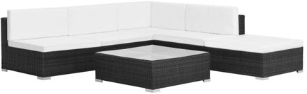 vidaXL Loungeset poly rattan zwart 16-delig