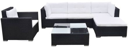 vidaXL Loungeset poly rattan zwart 17-delig