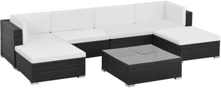 vidaXL Loungeset poly rattan zwart 19-delig