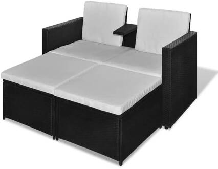 vidaXL Loungeset poly rattan zwart 8-delig