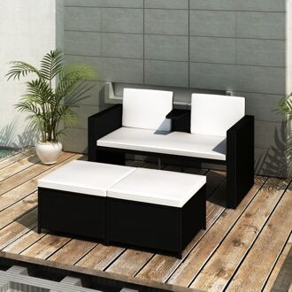 vidaXL Loungeset poly rattan zwart 8-delig