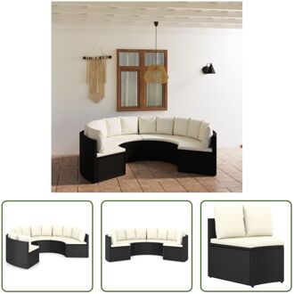 vidaXL Loungeset - Poly Rattan - Zwart - 88x66x67 - Waaiervormig