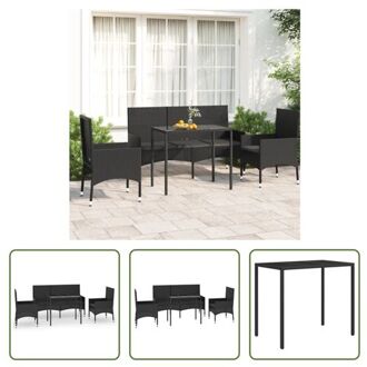 vidaXL Loungeset - Poly Rattan - Zwart - 90x50x67cm Tafel - 45x51x85cm Stoel - 140x51x85cm Bank - 5x