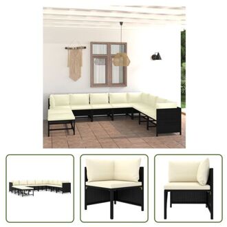 vidaXL Loungeset - Poly Rattan - Zwart - PE Rattan - Stalen Frame - Schuimkussens - Modulair