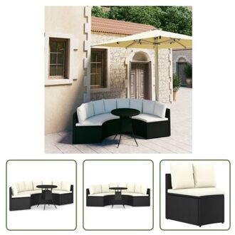 vidaXL Loungeset - Poly Rattan - Zwart - Tafel- 70 x 73 cm - Bank- 88 x 66 x 67 cm - Dik gevoerde kussens