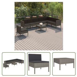 vidaXL Loungeset Saint Tropez - Tuinmeubelen - Grijs - PE-rattan