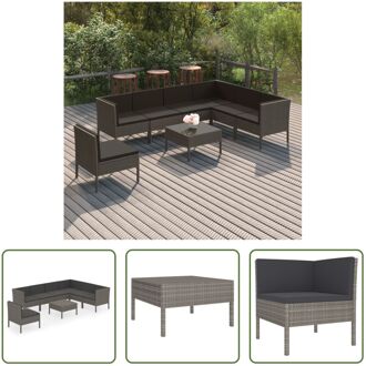 vidaXL Loungeset Salerno - Tuinmeubelen - 4x middenbank - 3x hoekbank - 1x voetensteun/tafel - Grijs