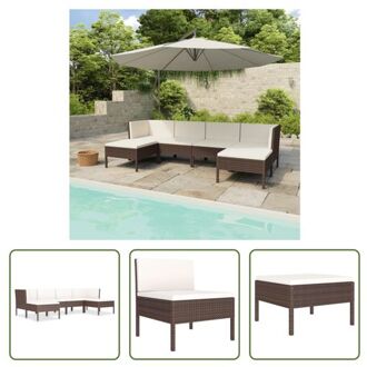 vidaXL Loungeset Seri Meubelset - 6-delig - PE-rattan - Bruin - 100% polyester