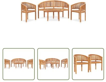 vidaXL Loungeset - Teakhout - Bankje- 151 x 62 x 86 cm - Stoel- 68 x 52 x 86 cm - Tafel- 90 x 50 x 45 cm Bruin