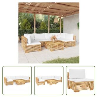 vidaXL Loungeset Teakhouten - Tuinmeubelen 69.5x69.5x60 cm - Crèmewit Bruin