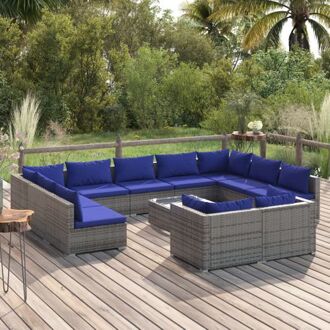 vidaXL Loungeset - Trendy - Tuinmeubelen - 70x70x60.5 cm - Grijs/Dark Blue - Waterdicht PE-rattan - Stevig