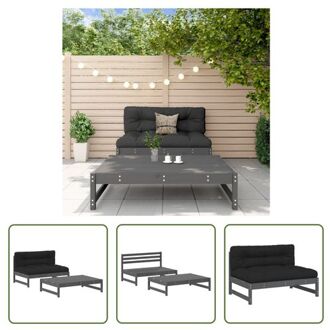 vidaXL Loungeset Tuin - Grenenhout - Grijs - 120x84x70cm - Modulair