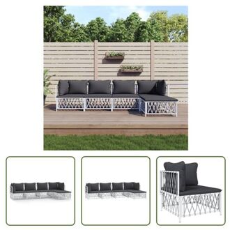 vidaXL Loungeset - Tuinhoekbank 2x - Tuinmiddenbank 2x - Tuinvoetenbank - 72x72x66cm - Geweven stof - Wit