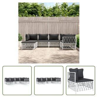 vidaXL Loungeset - Tuinhoekbank 3x + Tuinmiddenbank 2x + Tuinvoetenbank 1x - 72 x 72 x 66 cm - Comfortabel en Wit