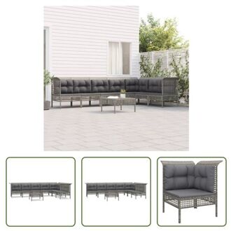 vidaXL Loungeset - Tuinhoekbank 65x65x75cm - Grijs - PE-rattan en gepoedercoat staal