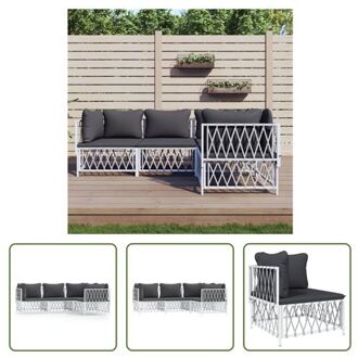 vidaXL Loungeset - Tuinhoekbank 72 x 72 x 66 cm - wit - geweven stof - gepoedercoat staal - textileen - 3