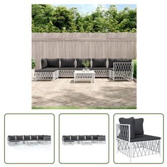 vidaXL Loungeset - Tuinhoekbank en middenbank - Wit - 72 x 72 x 66 cm - Geweven stof