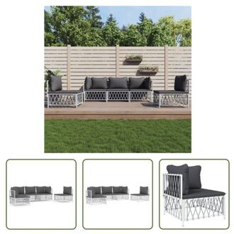 vidaXL Loungeset - Tuinhoekbank + Tuinmiddenbank - Wit - 72 x 72 x 66 cm - Geweven stof