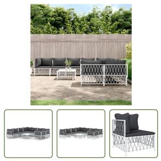 vidaXL Loungeset - Tuinhoekbank - Tuinmiddenbank - Tuintafel - 72 x 72 x 66 cm - Geweven Stof - Wit