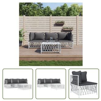 vidaXL Loungeset - Tuinhoekbank - Tuinmiddenbank - Tuintafel - 72 x 72 x 66 cm - Wit - Geweven stof