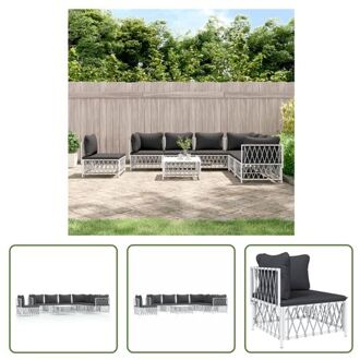 vidaXL Loungeset - Tuinhoekbank - Tuinmiddenbank - Tuintafel - 72x72x66 cm - Wit - Geweven stof