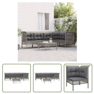 vidaXL Loungeset - Tuinhoekbank - Tuinmiddenbank - Tuinvoetenbank - 65x65x75 cm - Grijs