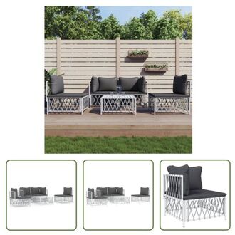 vidaXL Loungeset - Tuinhoekbank wit - 72 x 72 x 66 cm - Geweven stof - Gepoedercoat staal - Draagvermogen 110