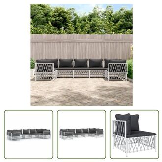 vidaXL Loungeset - Tuinhoekbank wit - 72 x 72 x 66 cm - geweven stof - gepoedercoat staal