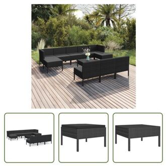 vidaXL Loungeset Tuinmeubel PE-rattan - Zwart - 60 x 60 x 35 cm - Inclusief kussens - Montage vereist