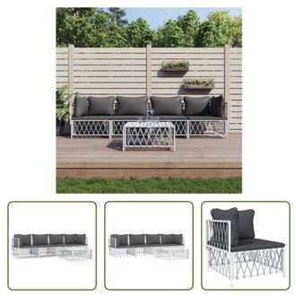 vidaXL Loungeset - Tuinmeubelen - Geweven stof - 72x72x66 cm - Wit