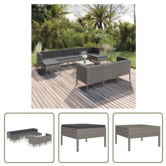 vidaXL Loungeset Tuinmeubelen - Grijs - 60x60x35 cm - PE-rattan - gepoedercoat staal