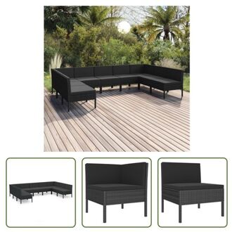 vidaXL Loungeset Tuinmeubelen - PE-rattan - Zwart - 57x69x69cm - Inclusief kussens