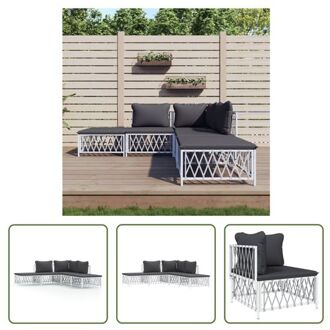 vidaXL Loungeset - Tuinmeubelen - Wit - 72 x 72 x 66 cm - Geweven stof