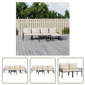 vidaXL Loungeset - Tuinmeubelen - Zwart - Incl - kussens - Gepoedercoat staal - Afmetingen 60x60x35 cm